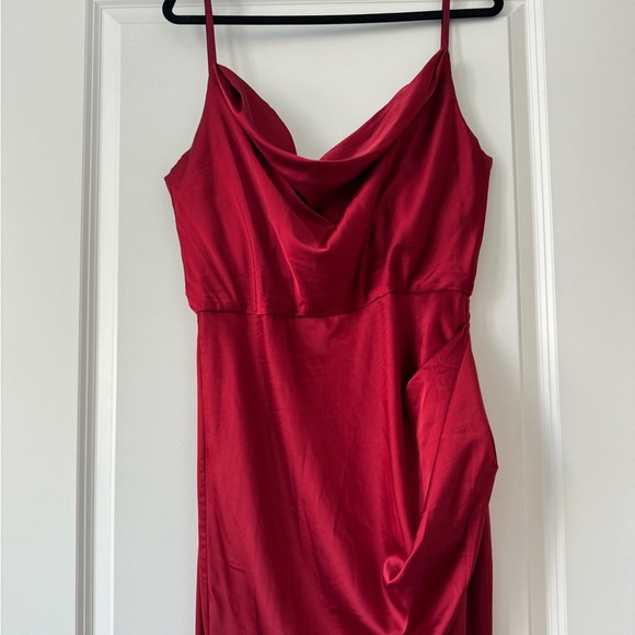 Penelope High Slit Dress- Deep Red - Picture 3 of 7